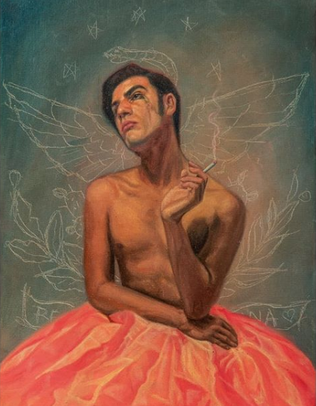 Pintura de Fabián Chairez, inspirado en el poeta, ensayista y dramaturgo mexicano Salvador Novo. Foto: Instagram @fabian_chairez.